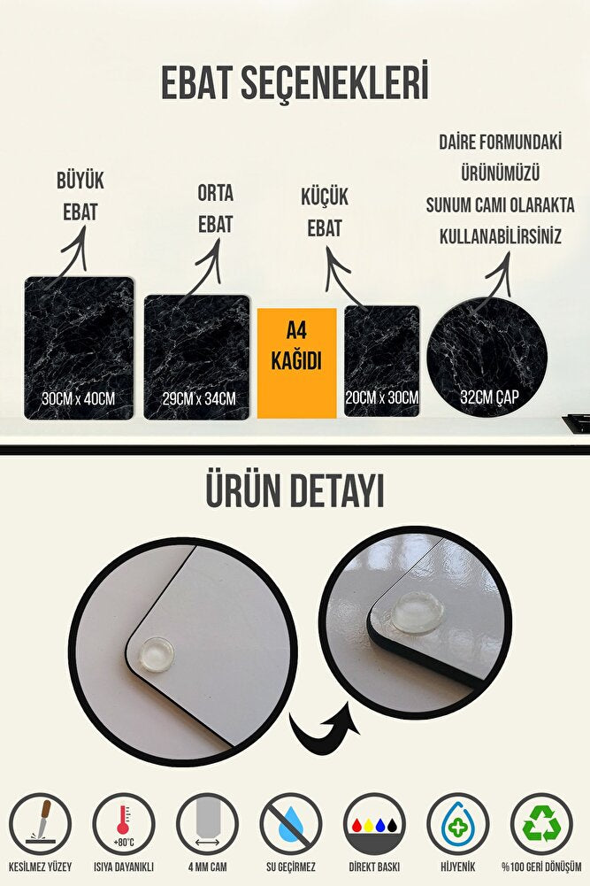 Pembe Kasımpatı | Cam Kesme Tahtası - Cam Kesme Tablası | Çap32 cm