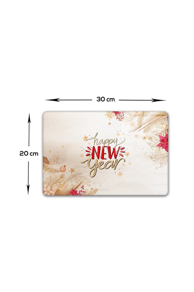 Cam Kesme Tahtası - Cam Kesme Tablası | Happy New Year - Gold | 20cm X 30cm