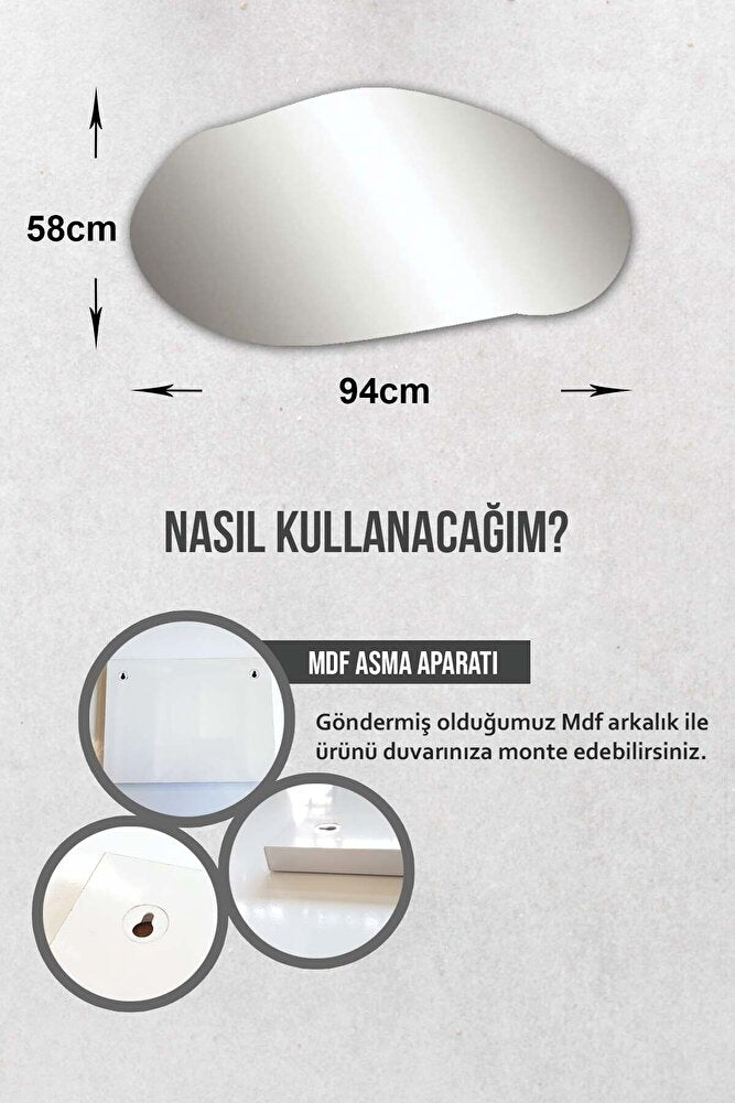 Ayna - Tasarım Asimetrik Ayna - 94cm X 58cm