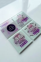 Cam Bardak Altlığı | Burçlar - Terazi Burcu | 4'lü Takım | 10cm X 10cm