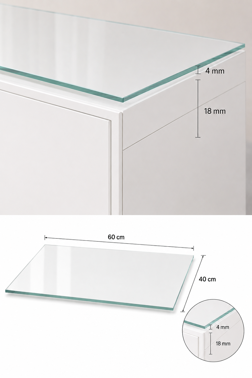 Üst Panel Camı | Saydam Cam | Apex | 60cm x 40cm