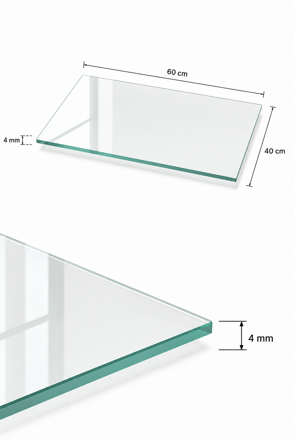 Üst Panel Camı | Saydam Cam | Apex | 60cm x 40cm