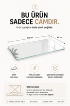 Üst Panel Camı | Saydam Cam | Apex | 60cm x 40cm