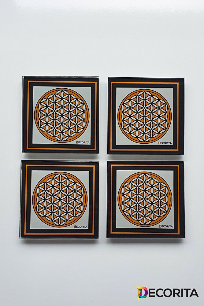 Cam Bardak Altlığı | Logolu | 4'lü Takım | 10cm X 10cm