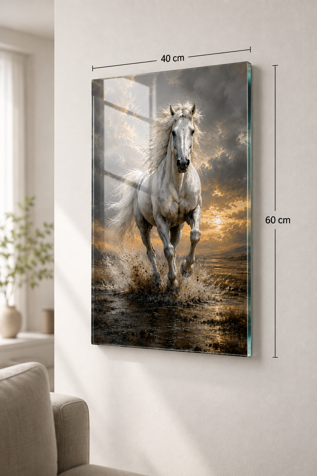 Cam Tablo | Altın Yele | 40cm x 60cm