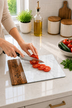 Cam Kesme Tahtası - Cam Kesme Tablası | Anadolu Nakışı - Siyah | 20cm x 30cm