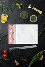 Cam Kesme Tahtası - Cam Kesme Tablası | Anadolu Nakışı - Kırmızı | 20cm x 30cm