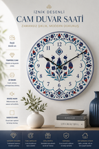 Cam Duvar Saati | Anatolia Blue | Çap 32