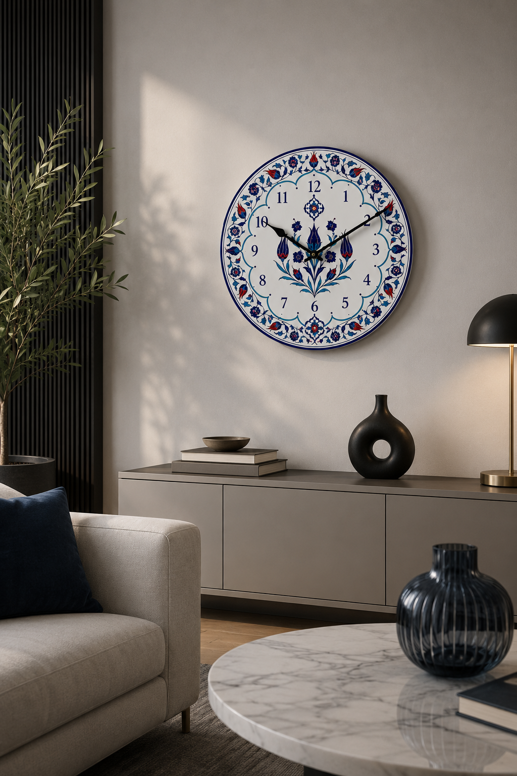 Cam Duvar Saati | Anatolia Blue | Çap 32