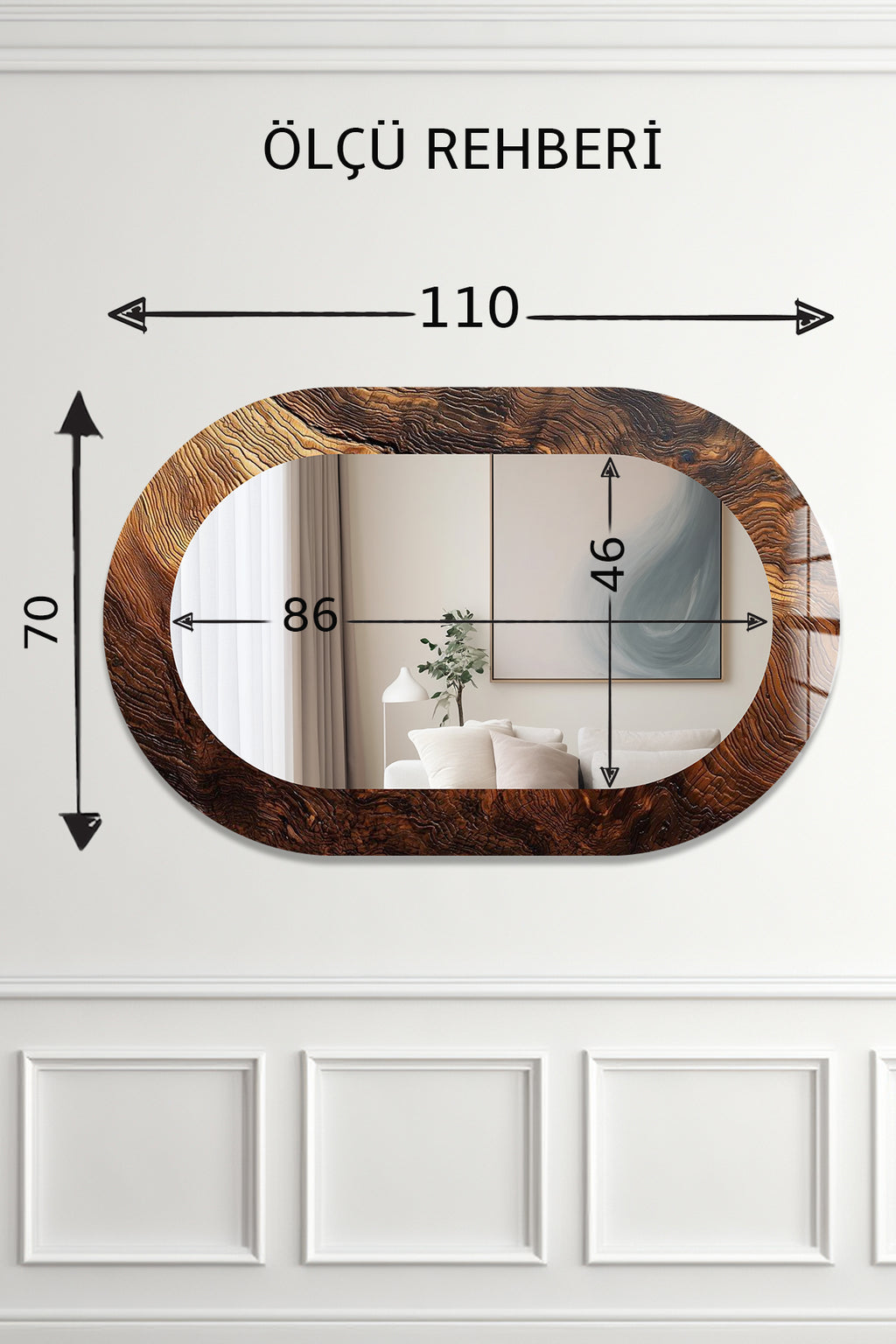 Dekor Camı ve Ayna | Antik Yansıma Dekoratif Ayna | 110cm x 70cm