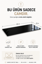 Üst Panel Camı | Siyah Cam | Apex | 120cm x 40cm