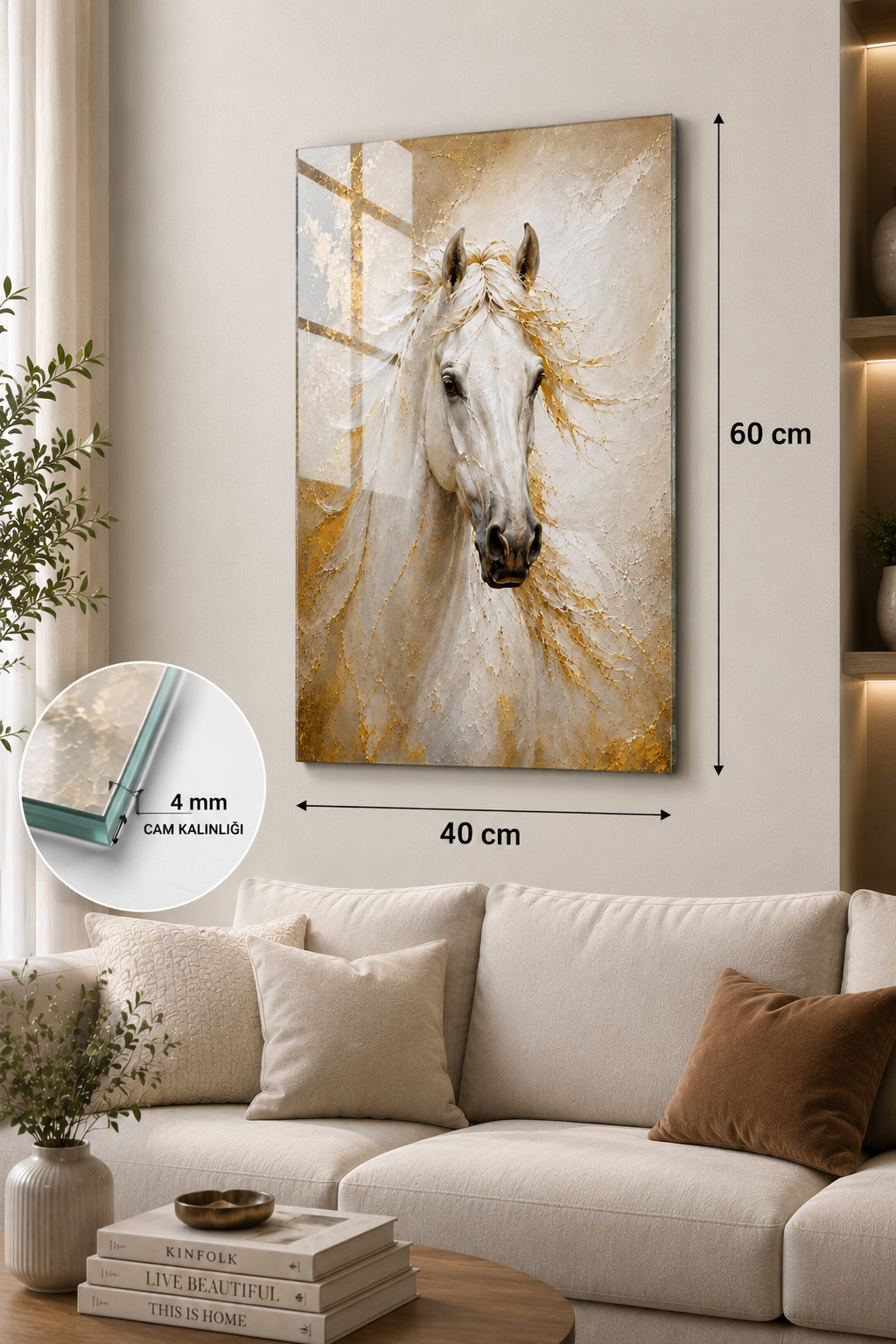 Cam Tablo | Beyaz Asalet | 40cm x 60cm