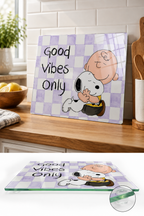 Cam Kesme Tahtası - Cam Kesme Tablası | Kitchen Dreams - Good Vibes Only | 29cmx34cm