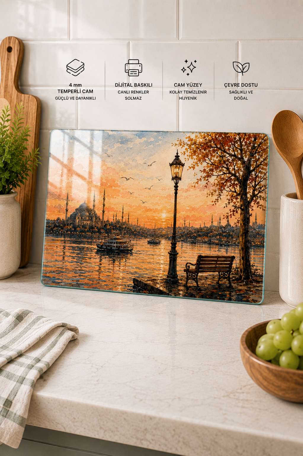 Cam Kesme Tahtası - Cam Kesme Tablası |İstanbul Koleksiyonu - 1 | 20cm x 30cm