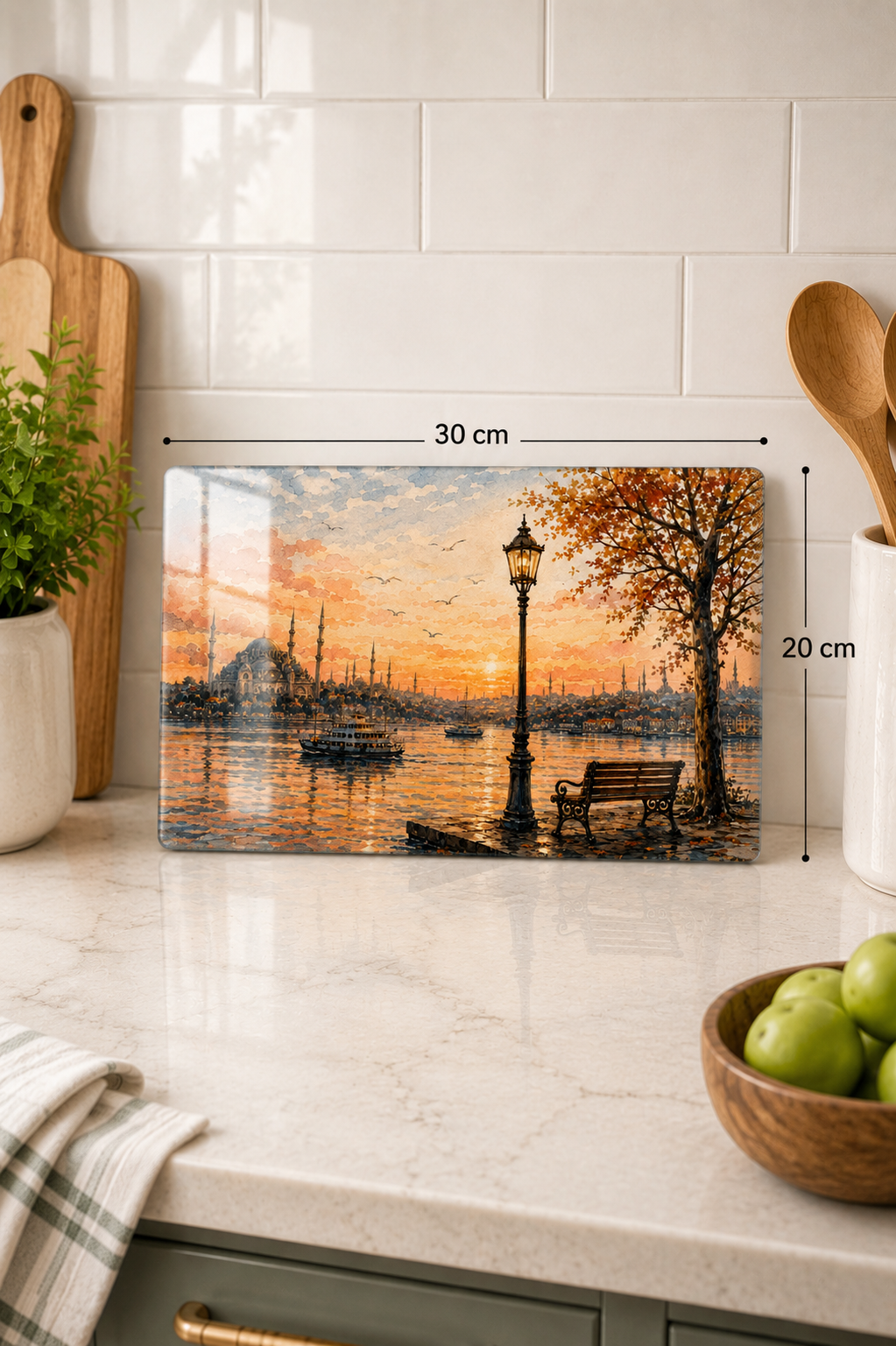 Cam Kesme Tahtası - Cam Kesme Tablası |İstanbul Koleksiyonu - 1 | 20cm x 30cm