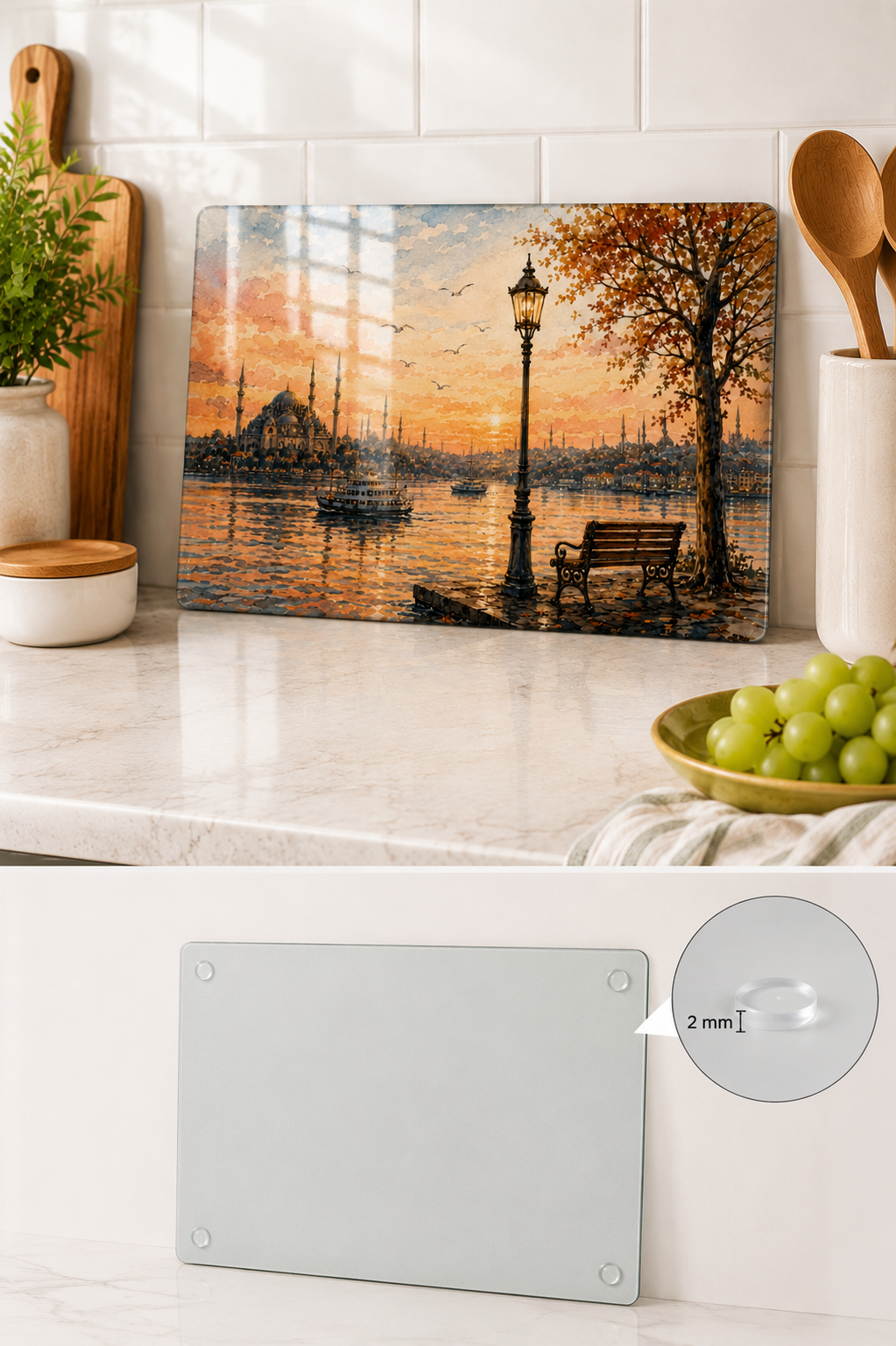 Cam Kesme Tahtası - Cam Kesme Tablası |İstanbul Koleksiyonu - 1 | 20cm x 30cm
