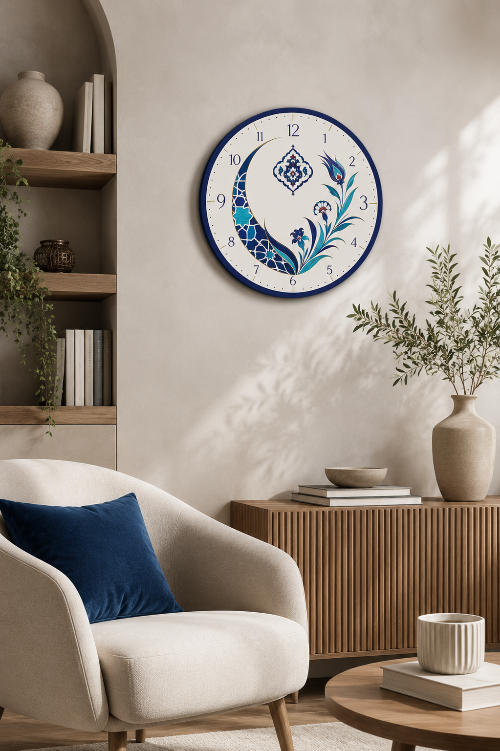 Cam Duvar Saati | İznik Flora | Çap 32