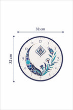 Cam Duvar Saati | İznik Flora | Çap 32