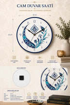 Cam Duvar Saati | İznik Flora | Çap 32