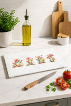 Cam Kesme Tahtası - Cam Kesme Tablası | Pembe Çiçekli Kaktüs | 20cm x 30cm