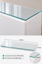 Üst Panel Camı | Saydam Cam | Apex | 120cm x 40cm