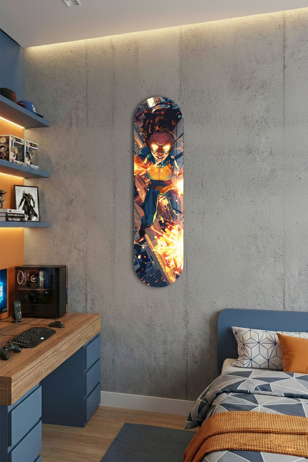 Cam Kaykay Tablo | Şehir Savaşçısı | 80cm x 20cm