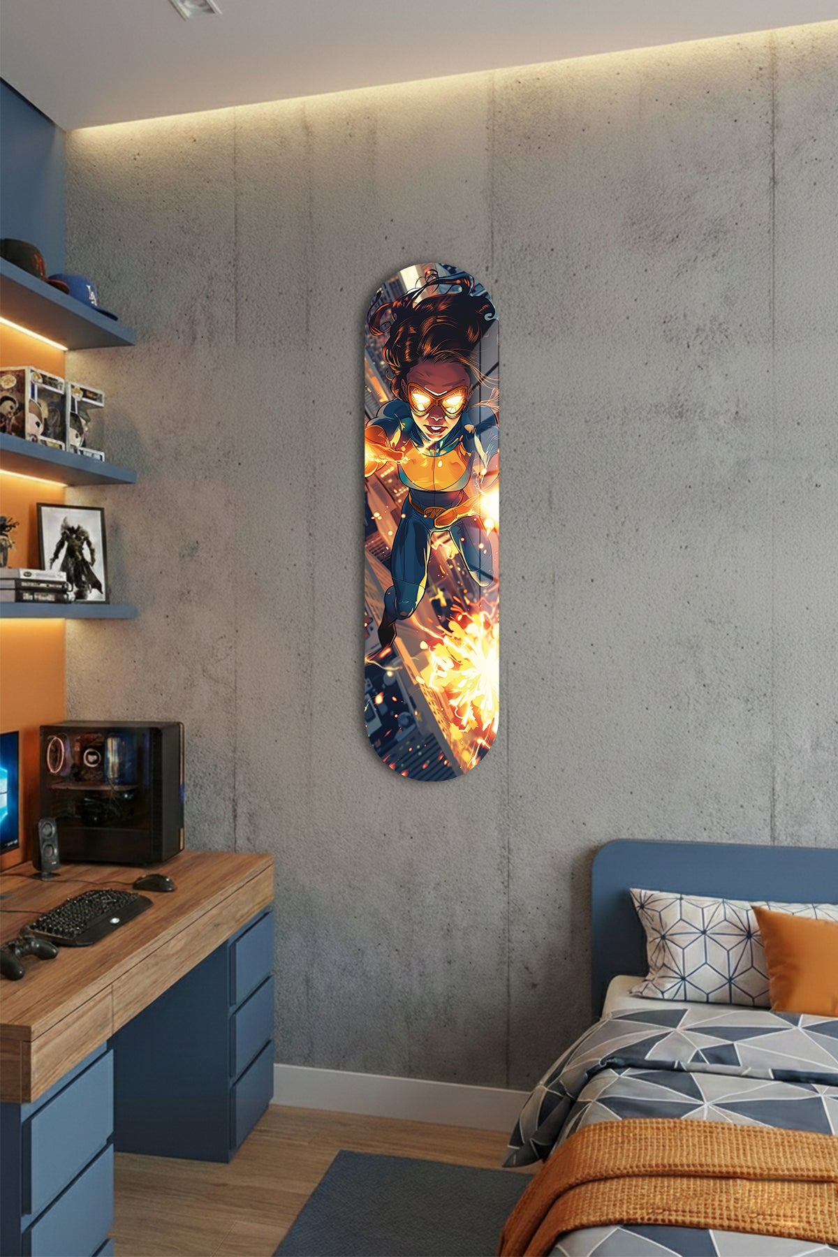 Cam Kaykay Tablo | Şehir Savaşçısı | 80cm x 20cm