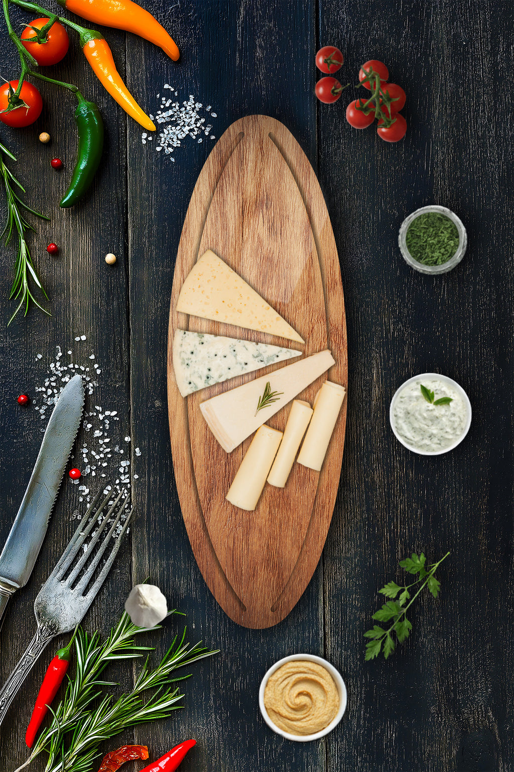 Cam Pide - Peynir - Sunum Tabağı | Ahşap Desen | 50cm x 17,5cm