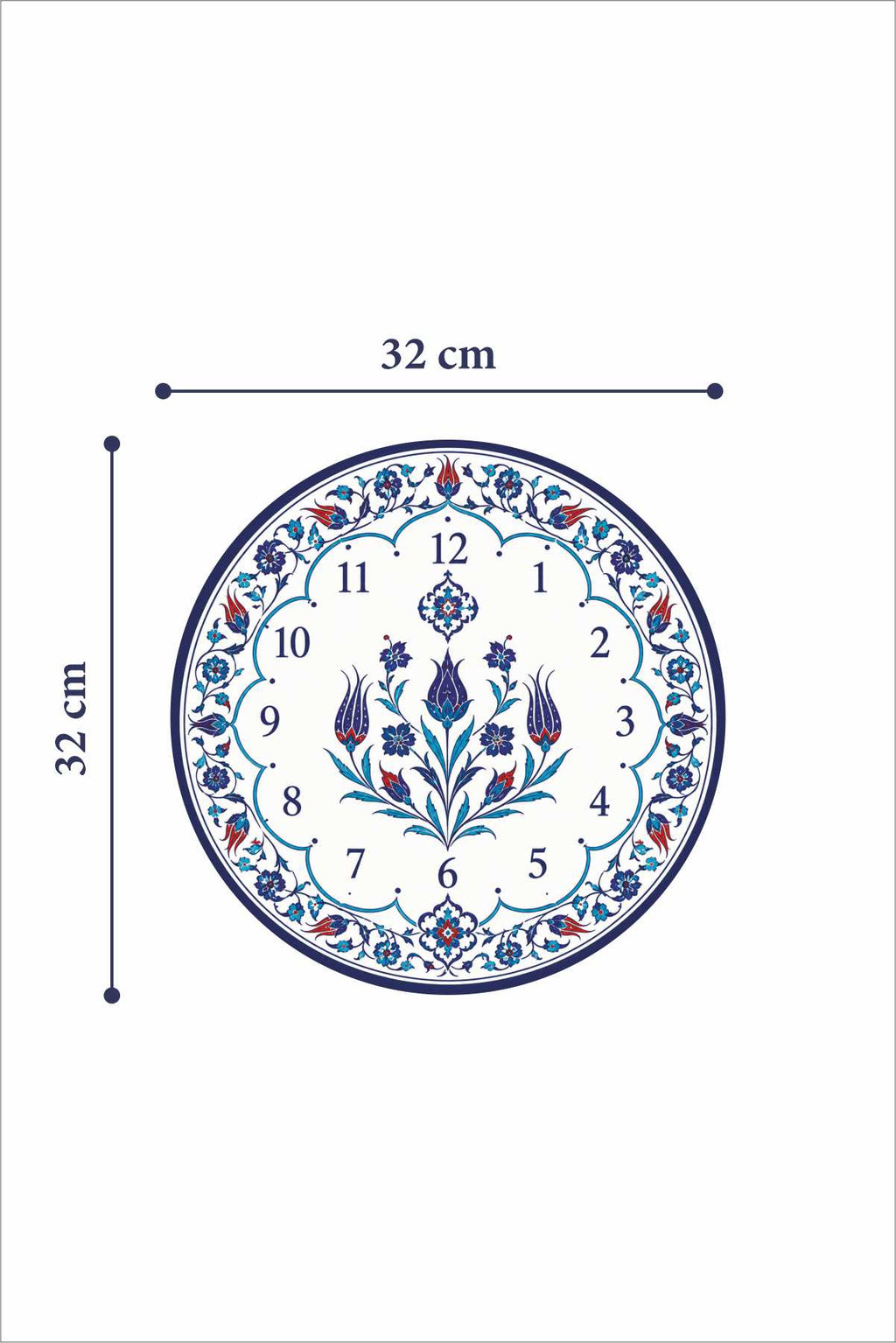 Cam Duvar Saati | Anatolia Blue | Çap 32