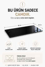 Üst Panel Camı | Siyah Cam | Apex | 60cm x 40cm