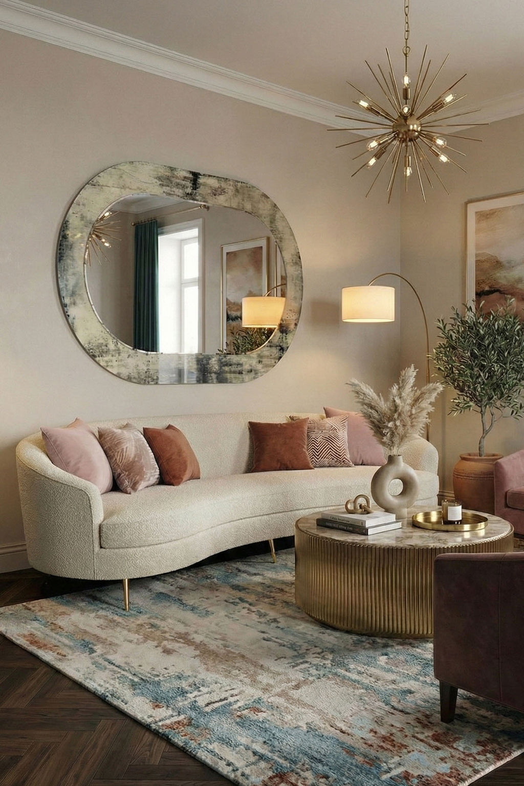 Dekor Camı ve Ayna | Eskitme Antrasit Gri Serisi Dekoratif Ayna | 110cm x 70cm