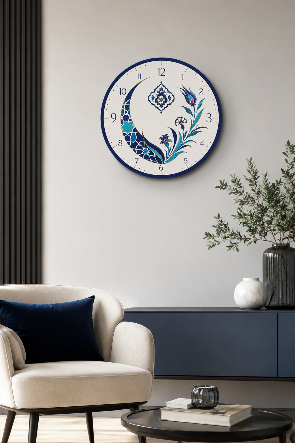 Cam Duvar Saati | İznik Flora | Çap 32