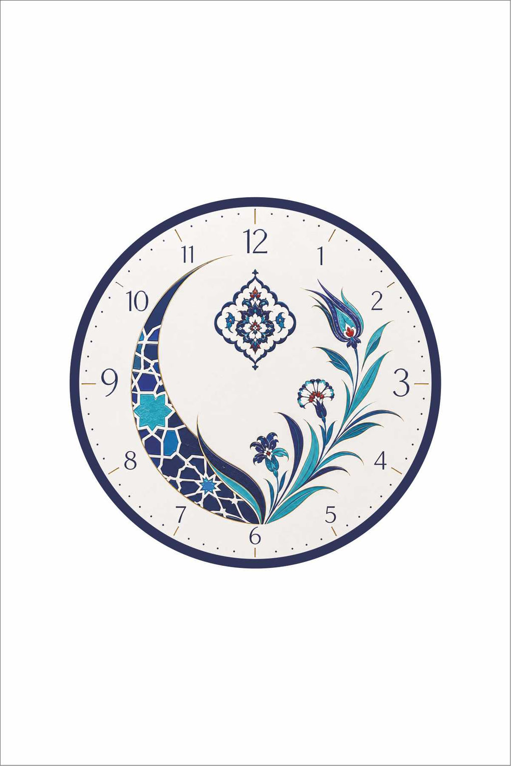 Cam Duvar Saati | İznik Flora | Çap 32