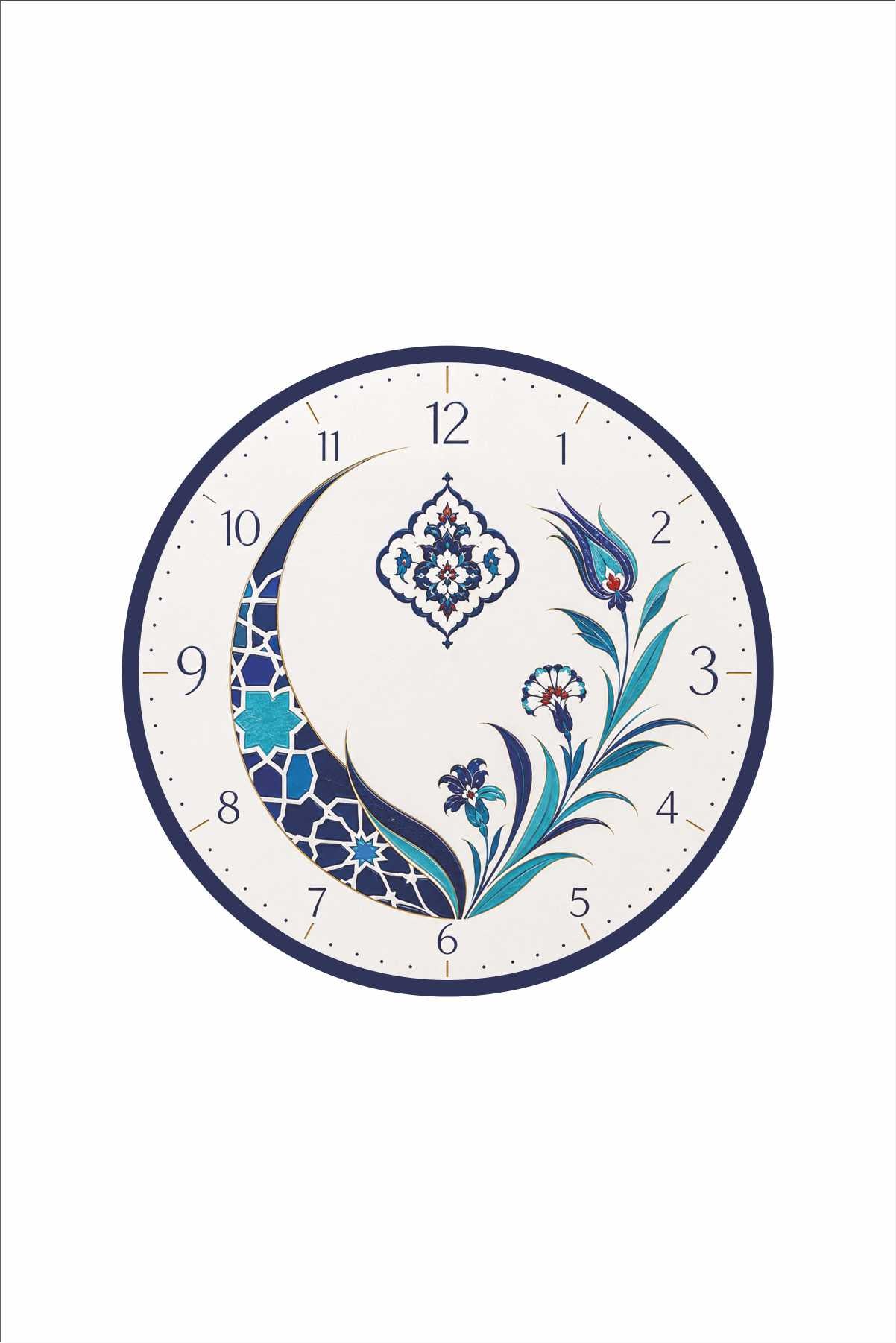 Cam Duvar Saati | İznik Flora | Çap 32