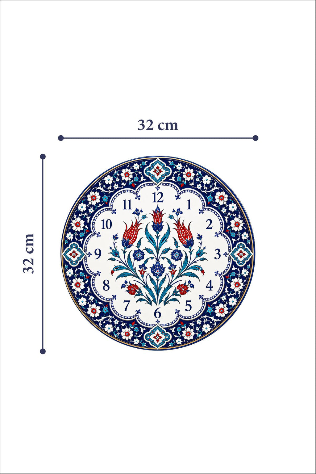 Cam Duvar Saati | Lalezar | Çap 32