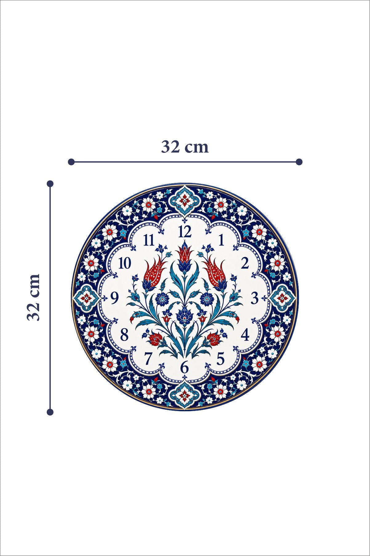 Cam Duvar Saati | Lalezar | Çap 32