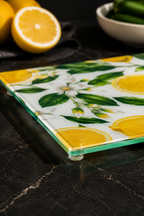 Cam Kesme Tahtası - Cam Kesme Tablası | Limon Çiçeği Desenli | 30cm x 40cm