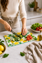 Cam Kesme Tahtası - Cam Kesme Tablası | Limon Çiçeği Desenli | 20cm x 30cm