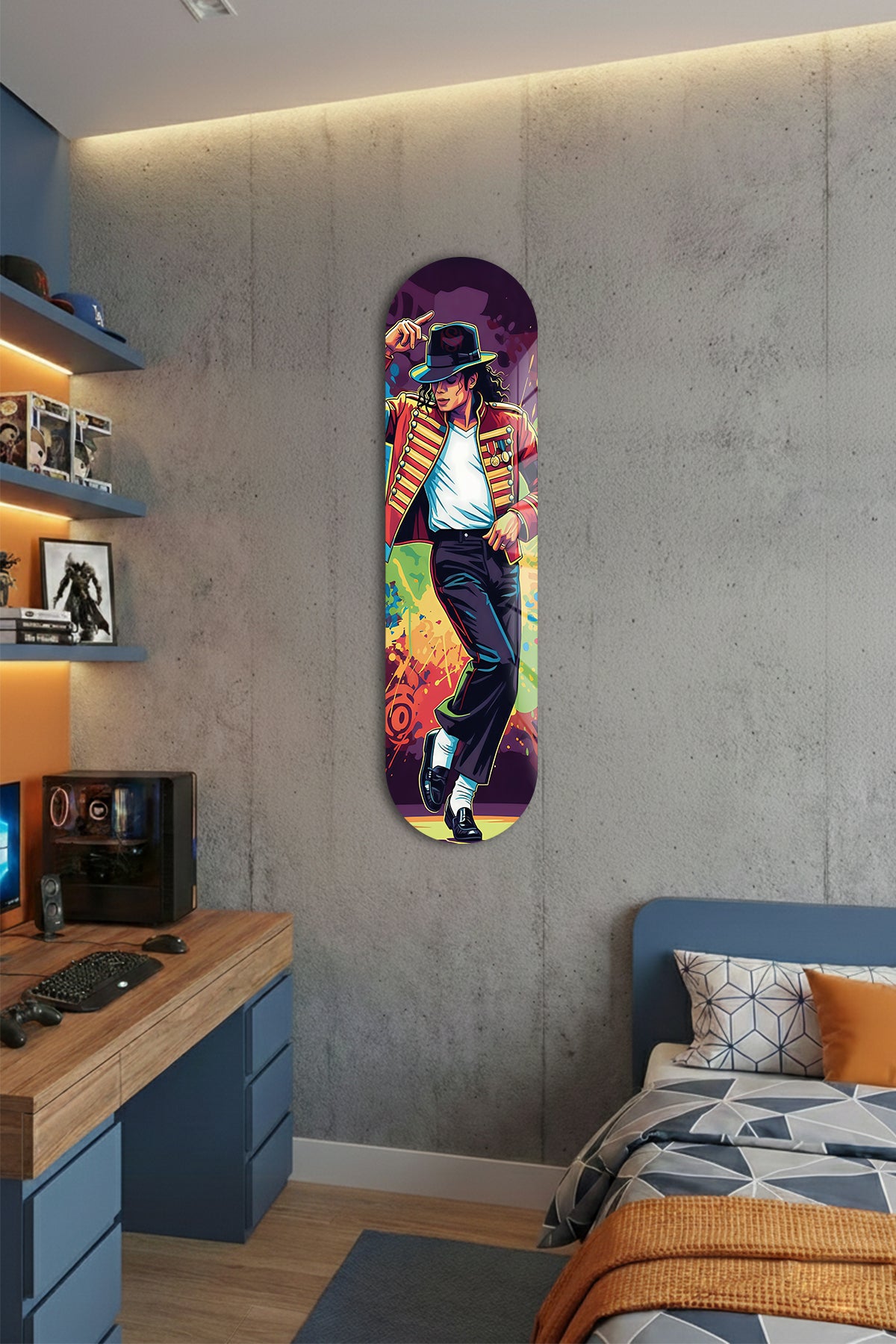 Cam Kaykay Tablo | Ay Yürüyüşçüsü -Michael Jackson | 80cm x 20cm