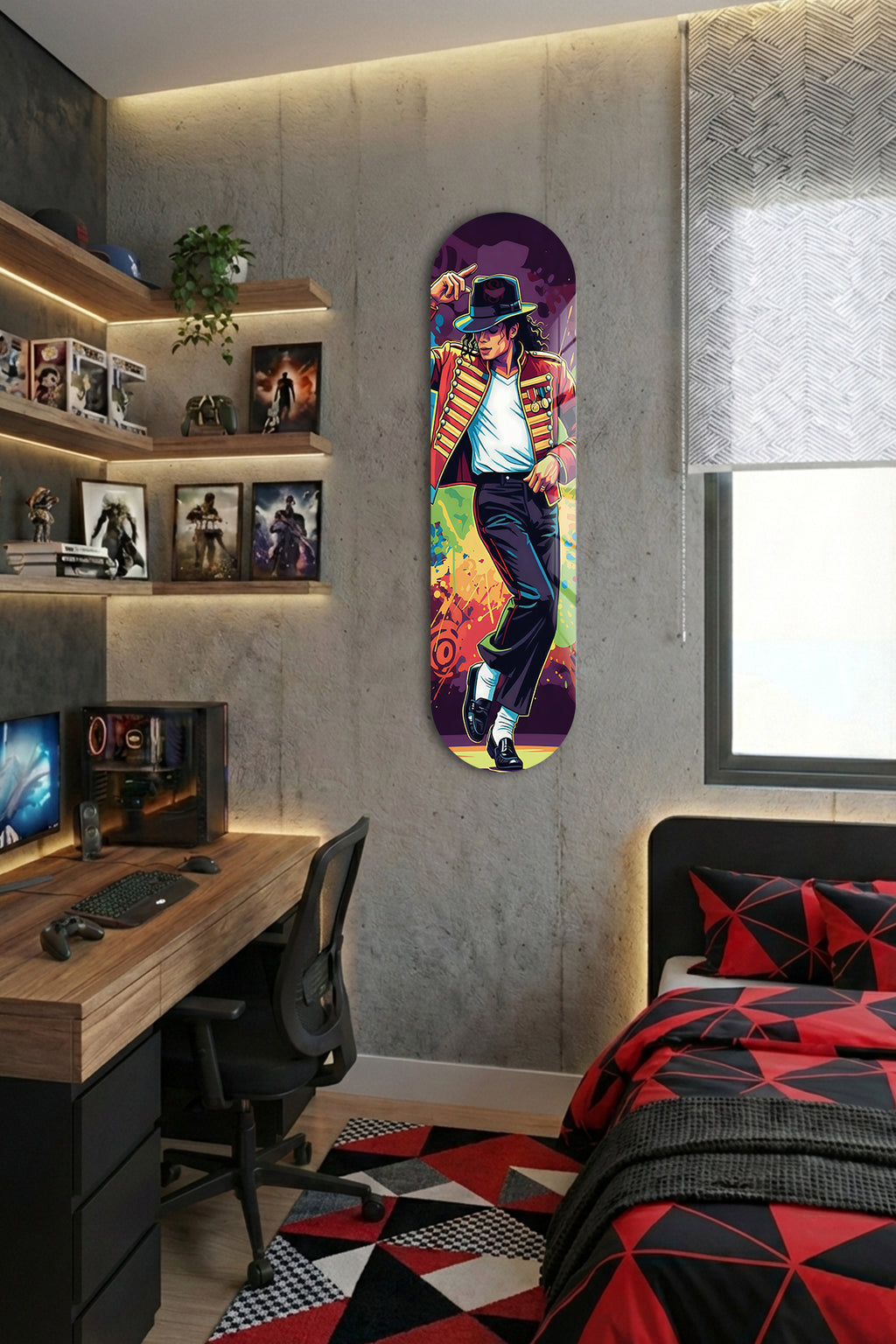Cam Kaykay Tablo | Ay Yürüyüşçüsü -Michael Jackson | 80cm x 20cm