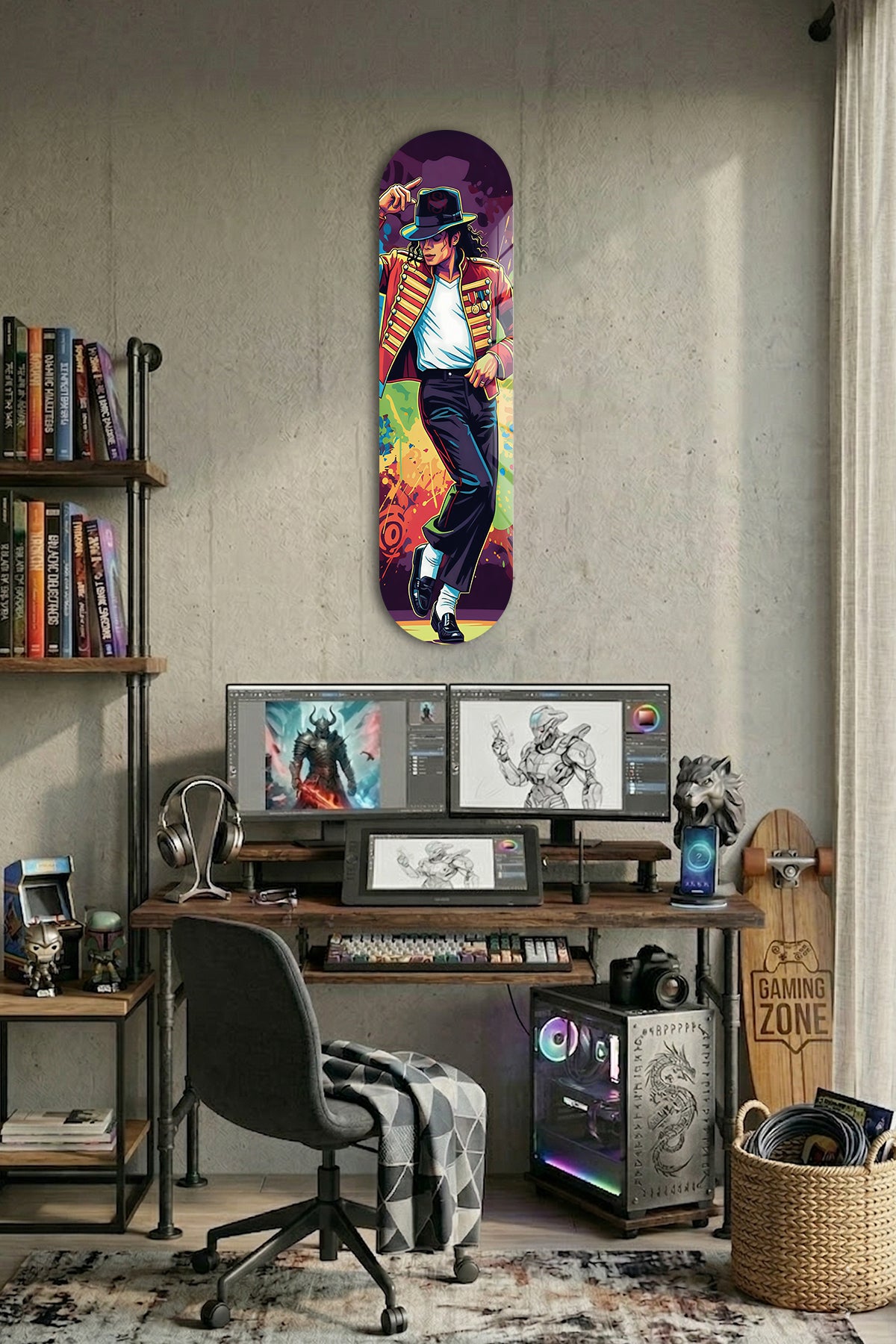 Cam Kaykay Tablo | Ay Yürüyüşçüsü -Michael Jackson | 80cm x 20cm