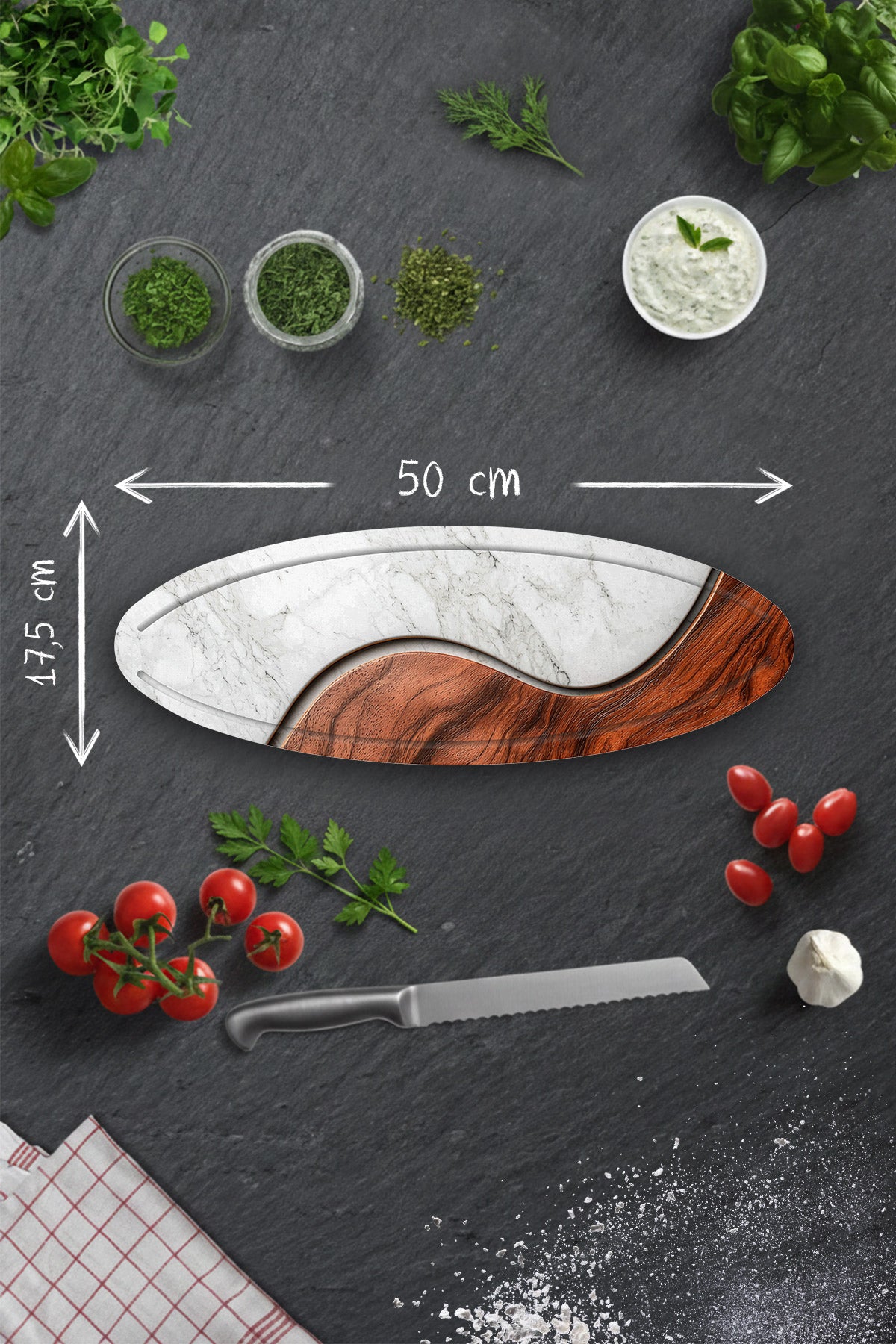 Cam Pide - Peynir - Sunum Tabağı | Marvion | 50cm x 17,5cm