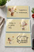 3'lü Cam Kesme Tahtası | Home Sweet Home | 17cm x 29cm
