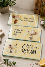 3'lü Cam Kesme Tahtası | Home Sweet Home | 17cm x 29cm