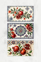 3'lü Cam Kesme Tahtası | Bereketin İzleri Nar Çiçeği | 17cm x 29cm