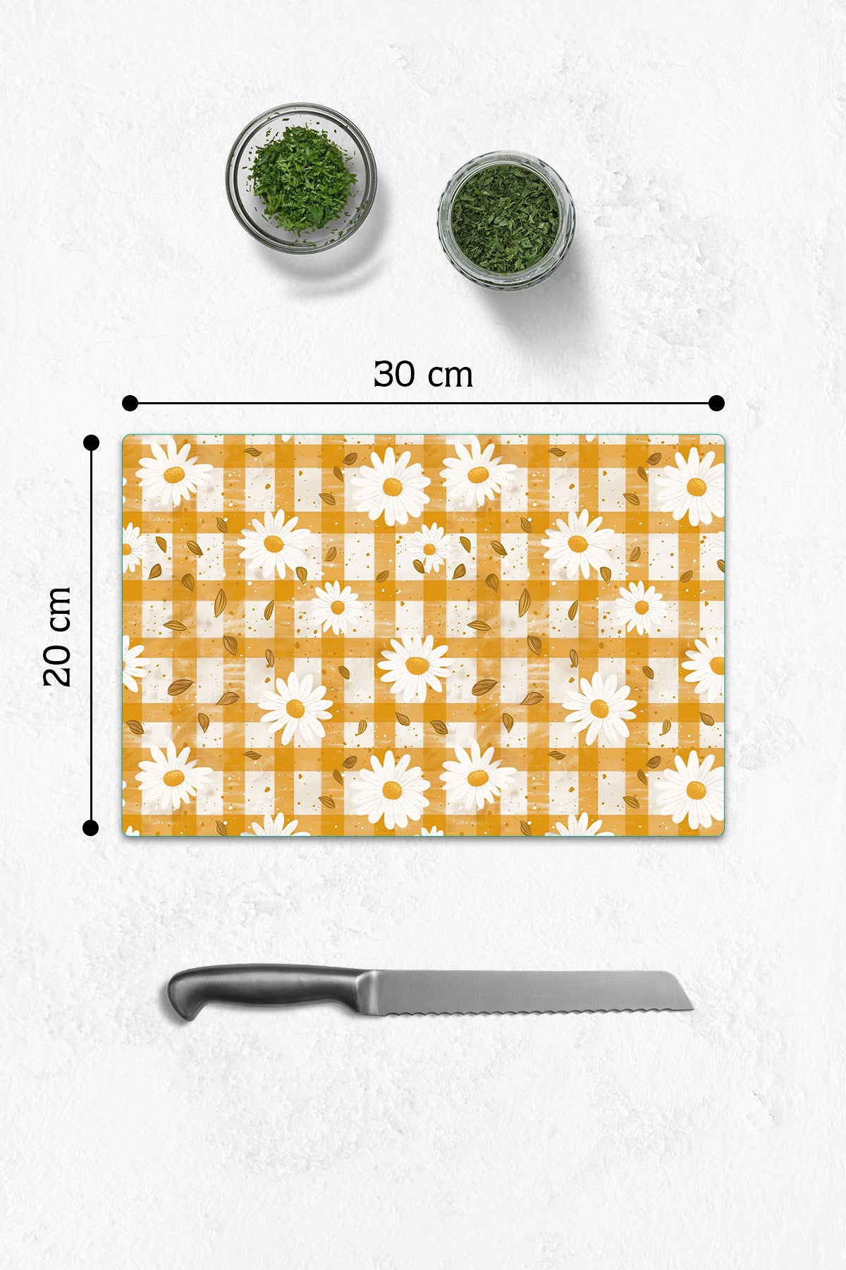 Cam Kesme Tahtası - Cam Kesme Tablası | Papatya Bahçesi | 20cm x 30cm