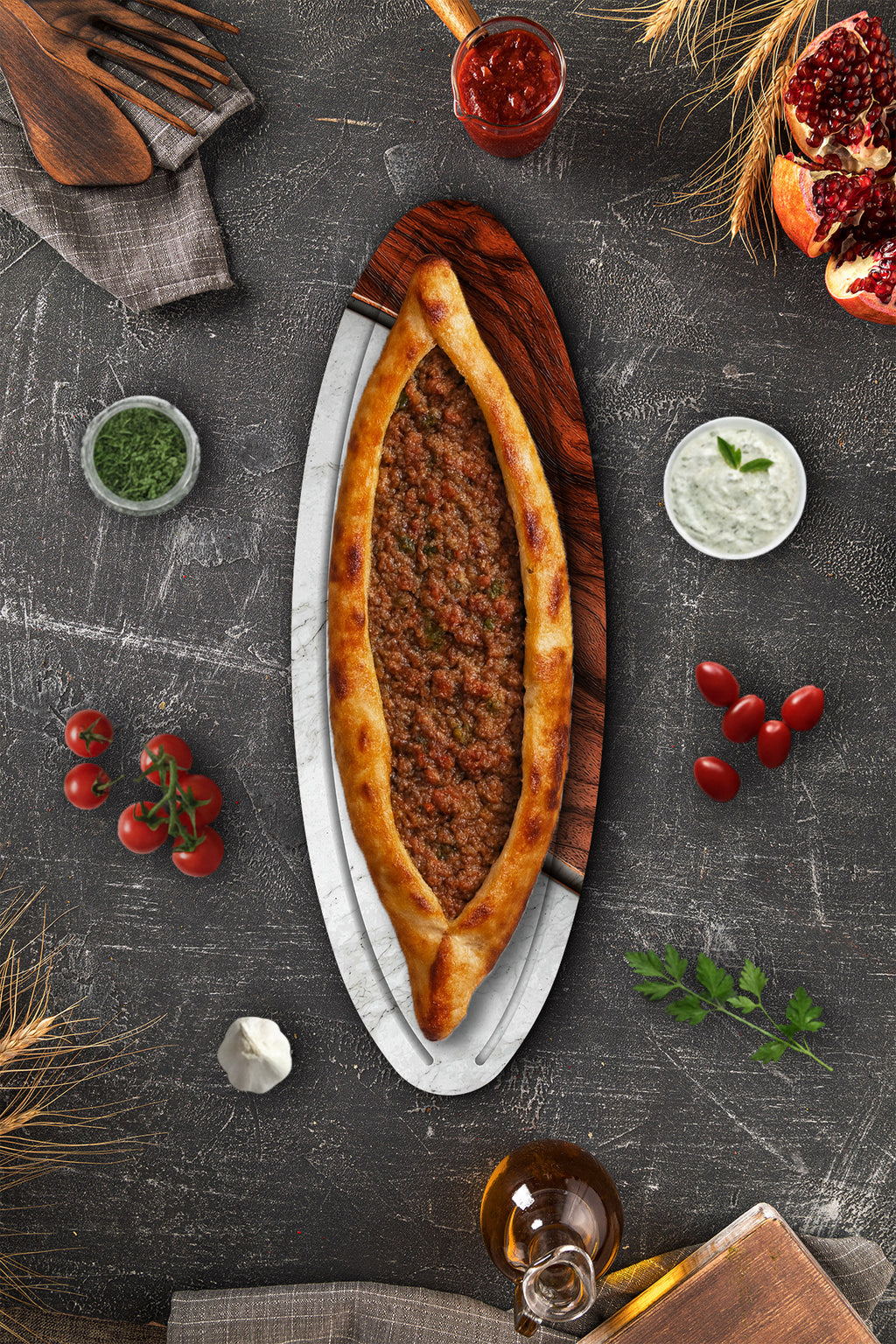 Cam Pide - Peynir - Sunum Tabağı | Marvion | 50cm x 17,5cm