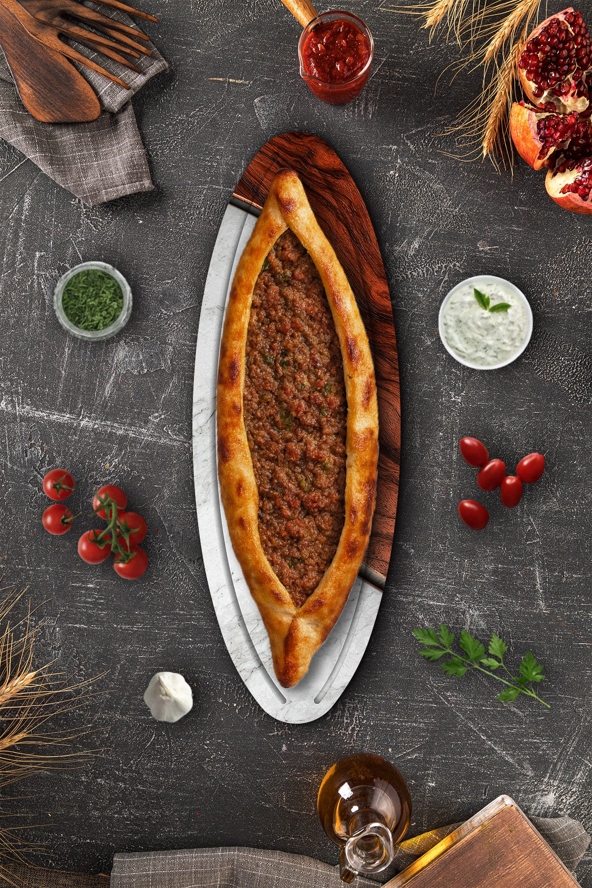 Cam Pide - Peynir - Sunum Tabağı | Marvion | 50cm x 17,5cm