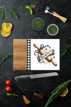 Cam Kesme Tahtası - Cam Kesme Tablası | Pötikare - Merdane Temalı Ahşap Desenli | 20cm x 30cm