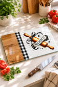 Cam Kesme Tahtası - Cam Kesme Tablası | Pötikare - Merdane Temalı Ahşap Desenli | 20cm x 30cm
